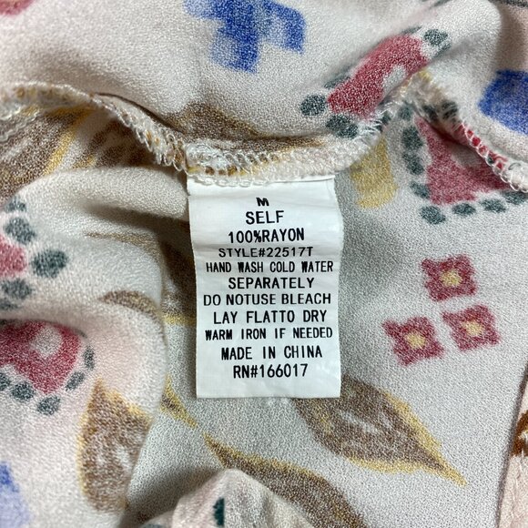 Blue B Button-Up Blouse Geometric Western Ikat Sz M #237K - Picture 9 of 9